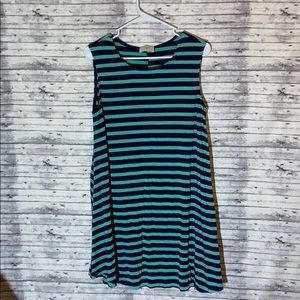 Everly navy striped tank swing dress